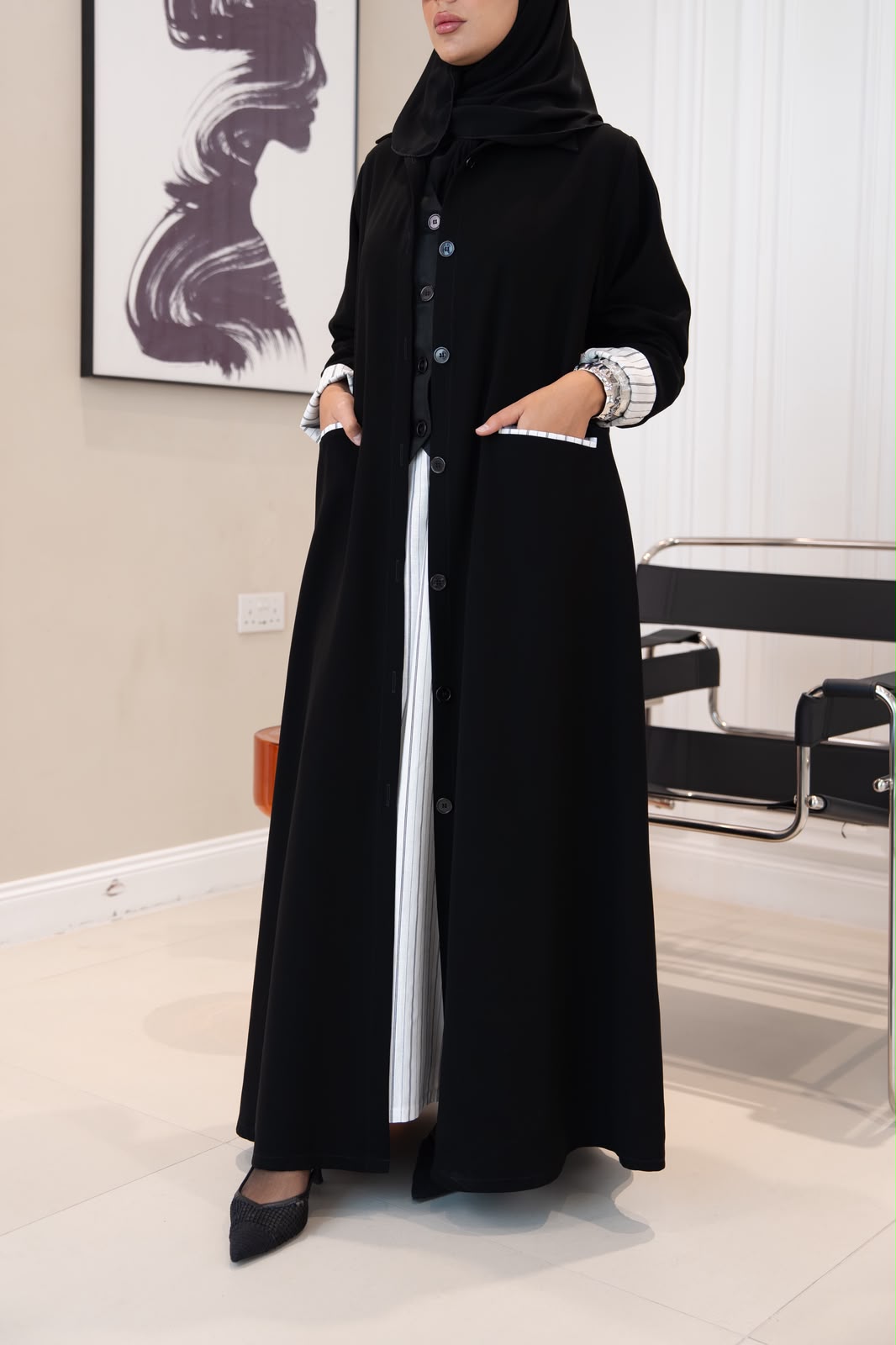 black crepe abaya. C:1109