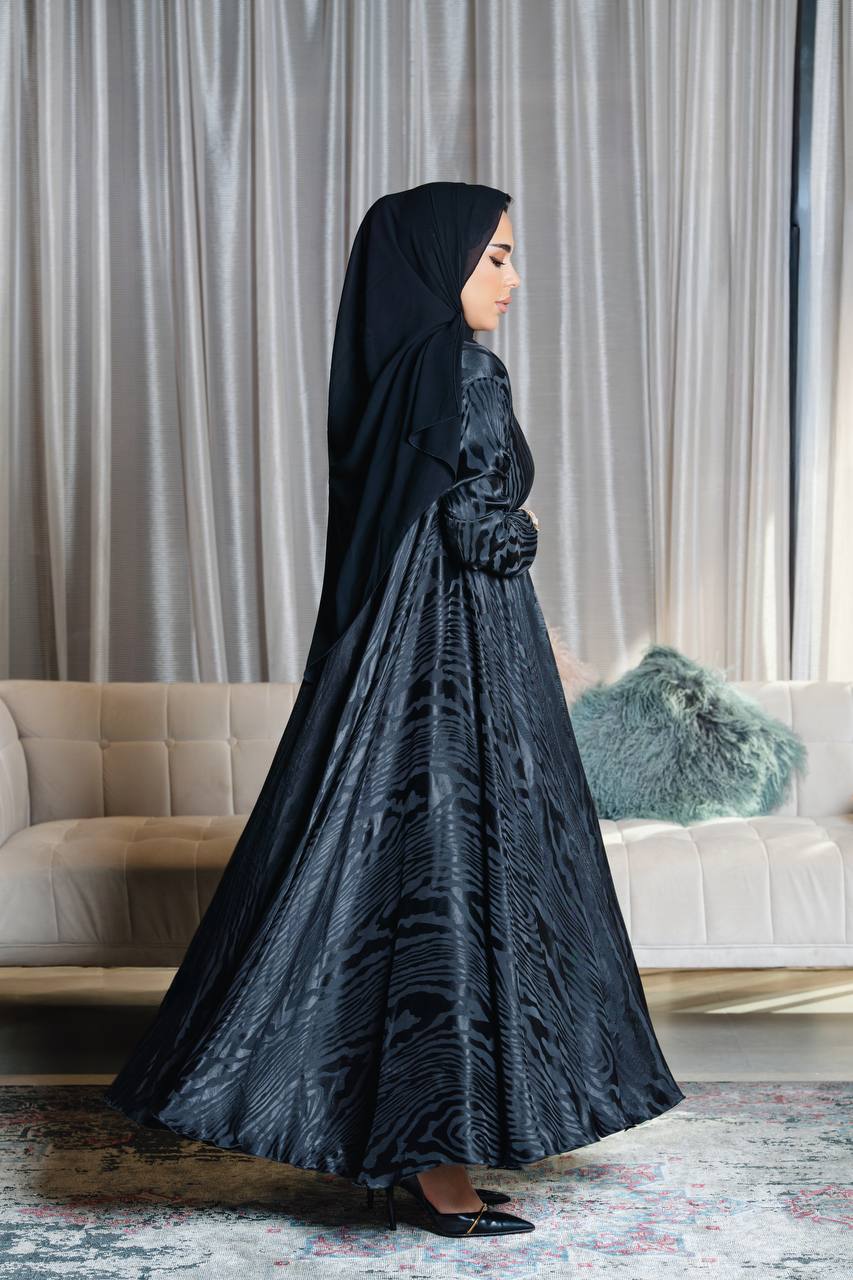 Black silk crepe abaya