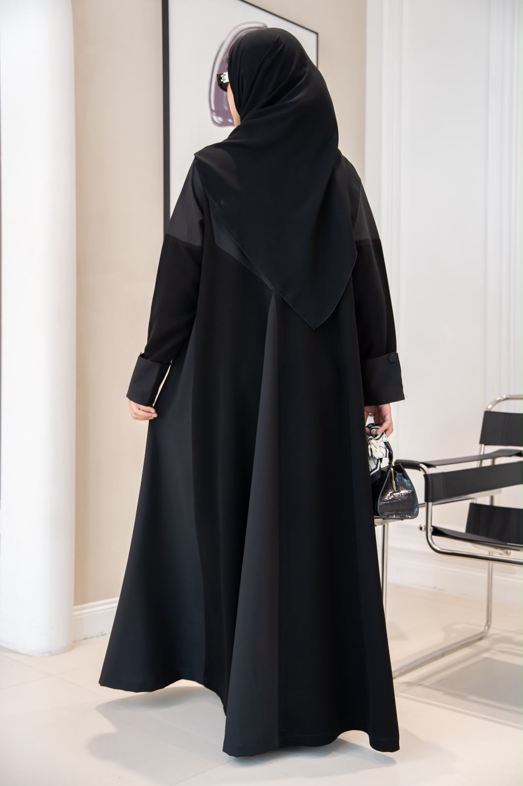 Black crepe blazer abaya .C:1106