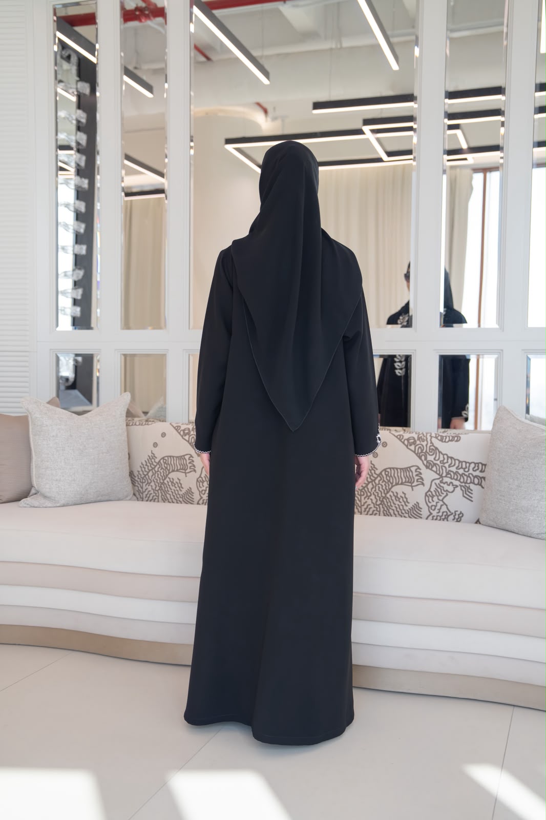 Black crepe abaya with embroidery.C:1114
