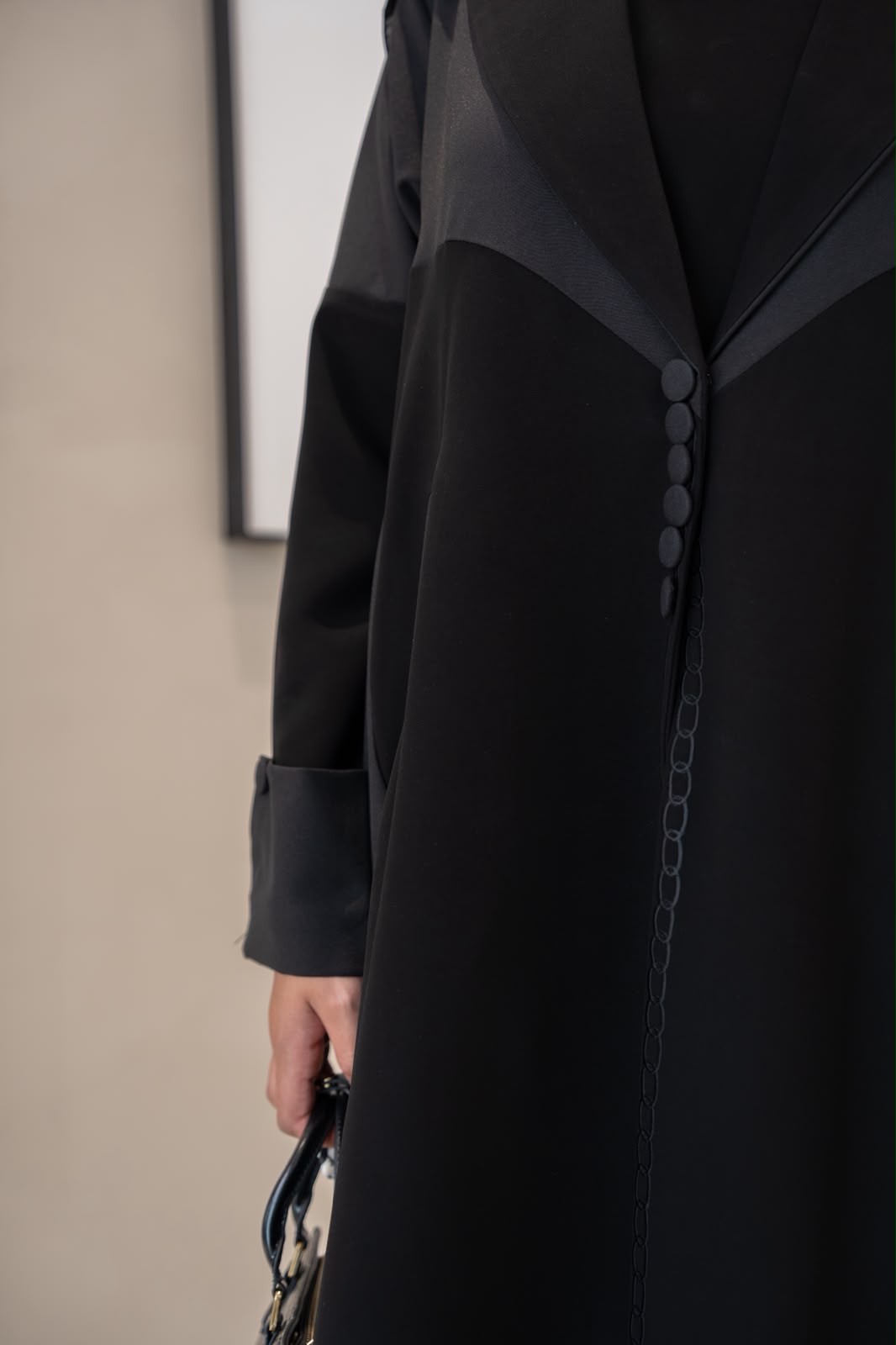 Black crepe blazer abaya .C:1106