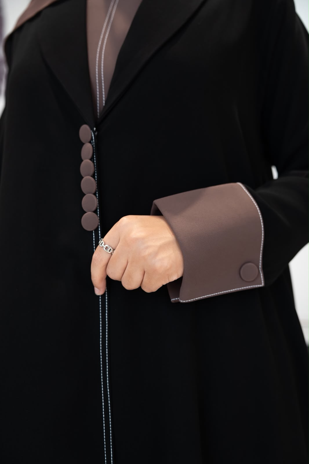 Black crepe blazer abaya. C:1106