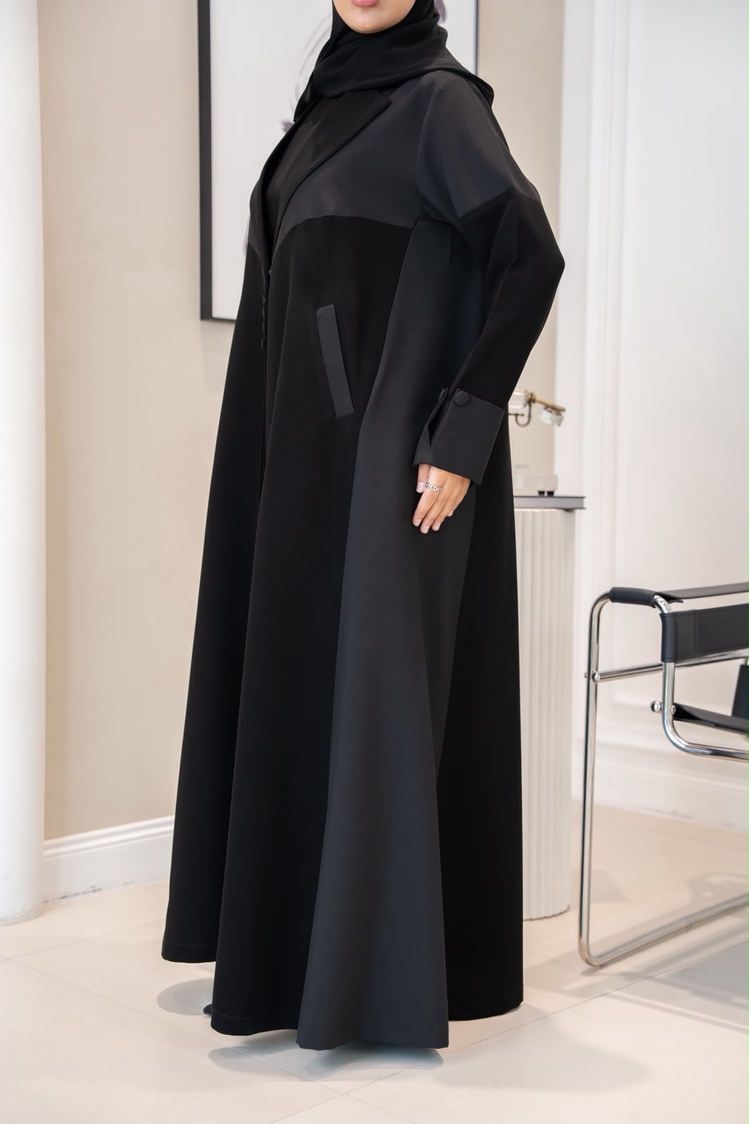 Black crepe blazer abaya .C:1106