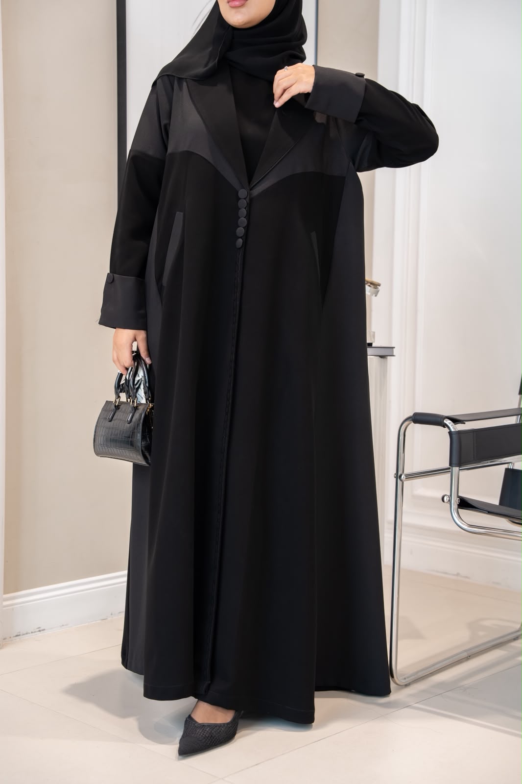Black crepe blazer abaya .C:1106