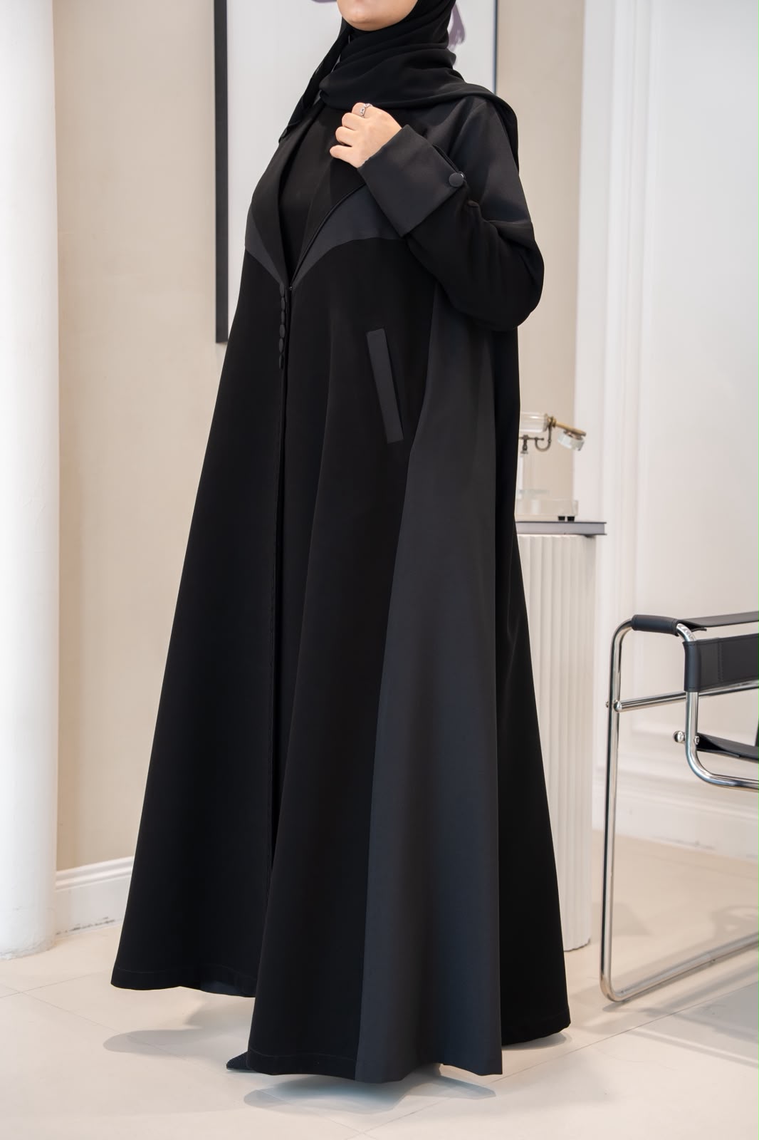 Black crepe blazer abaya .C:1106