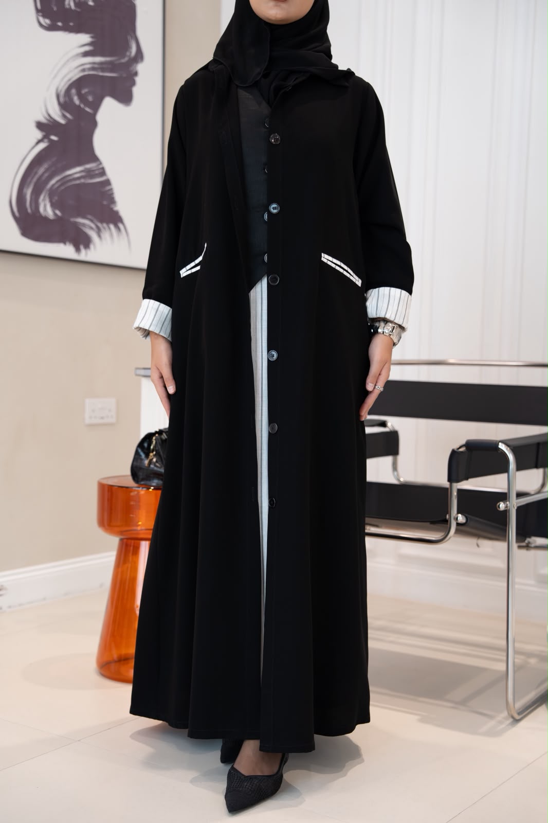 black crepe abaya. C:1109