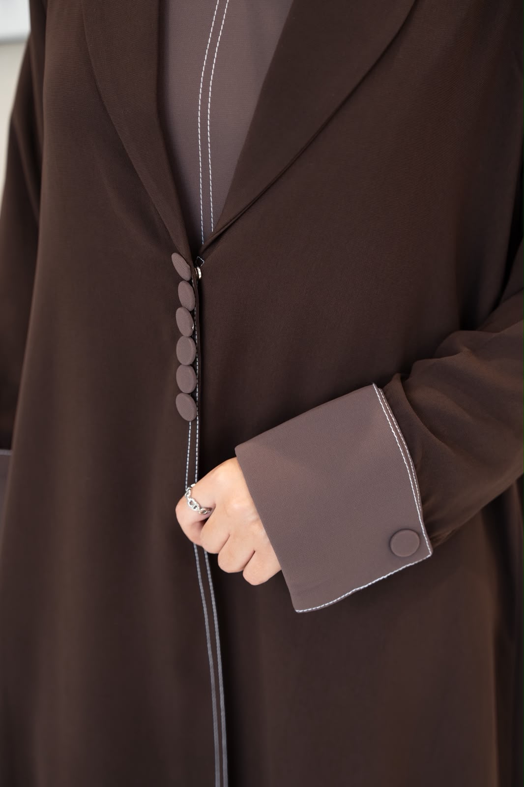 Brown crepe blazer abaya.C:1106
