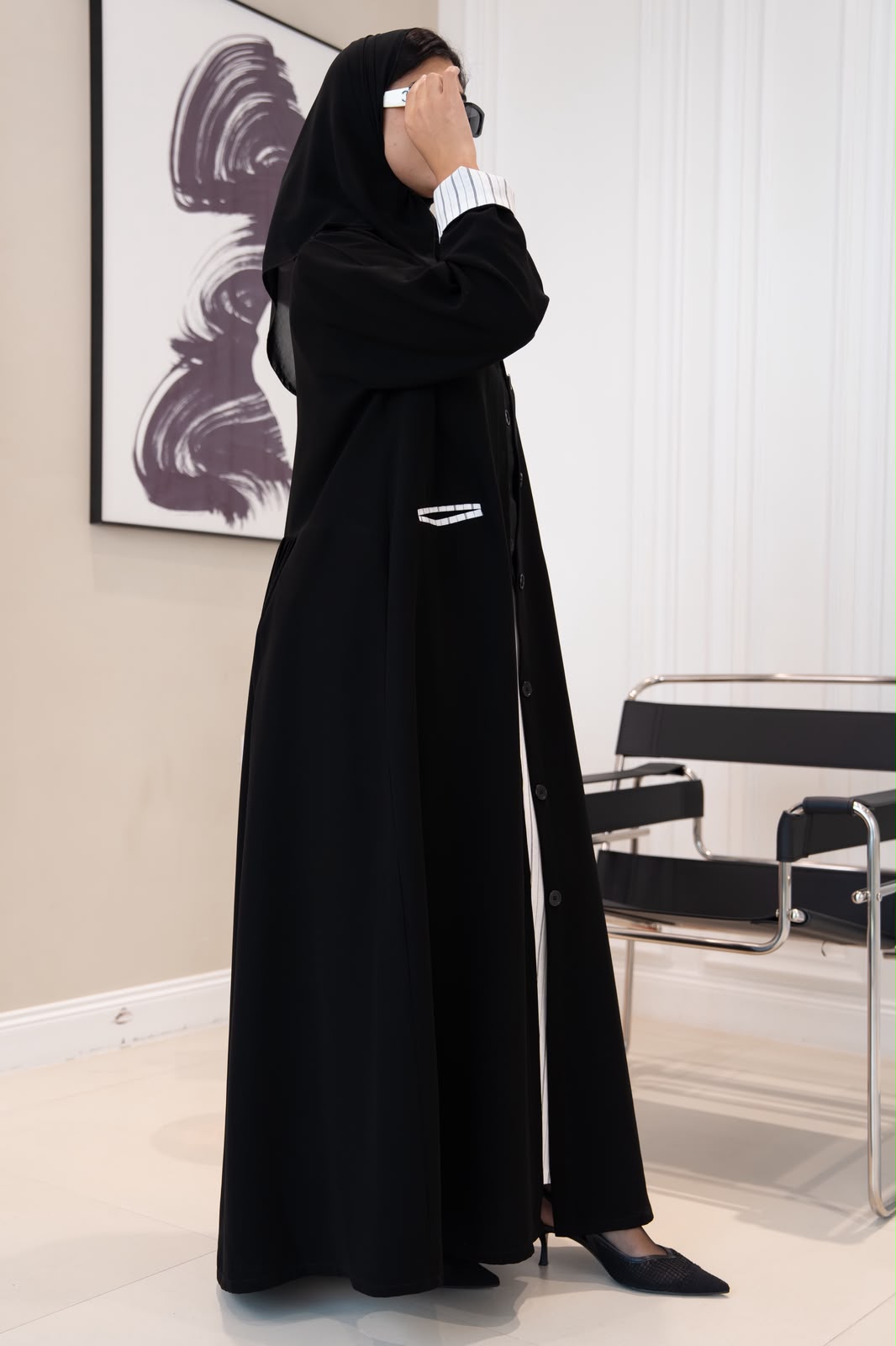 black crepe abaya. C:1109
