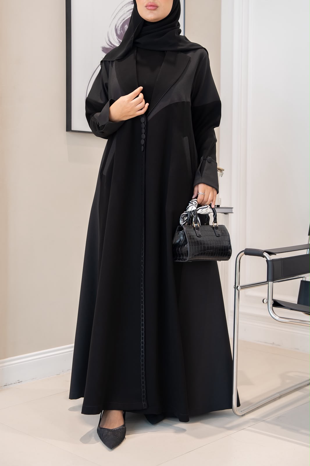 Black crepe blazer abaya .C:1106