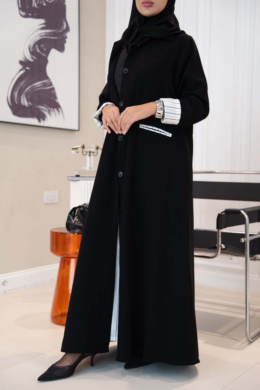 black crepe abaya. C:1109