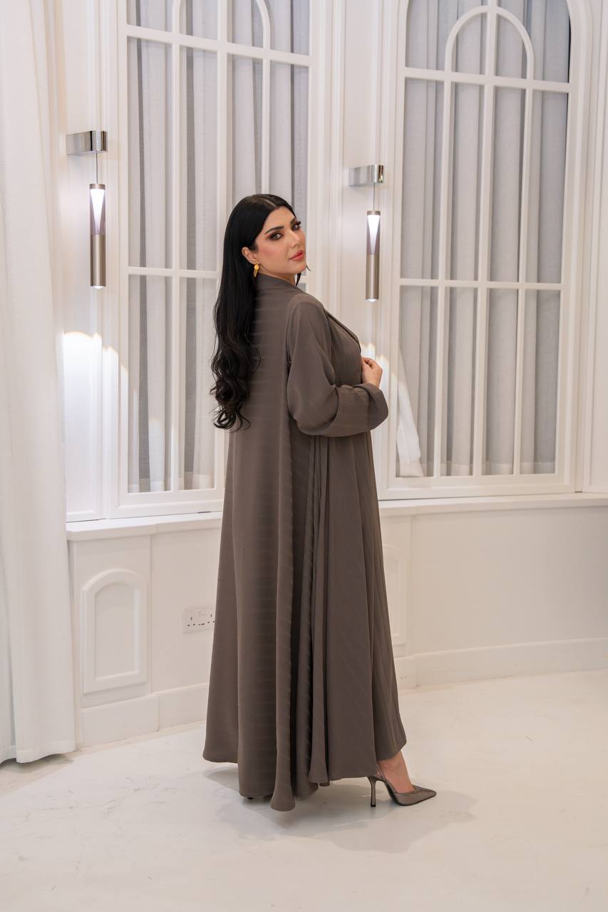 Beige crepe blazer abaya.C;1066