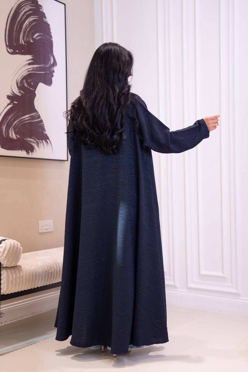Navy Blue Jacquard Abaya . C:1095
