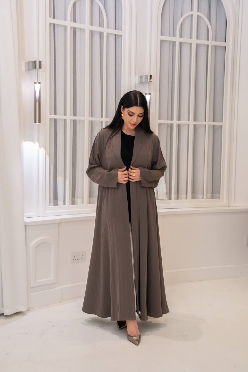 Beige crepe blazer abaya.C;1066