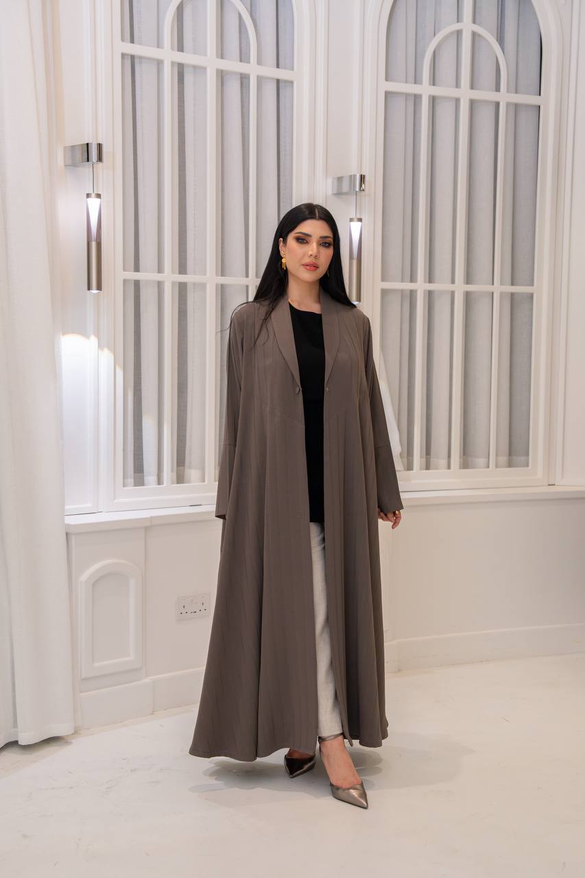 Beige crepe blazer abaya.C;1066