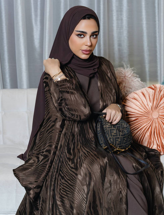 crepe silk abaya in brown