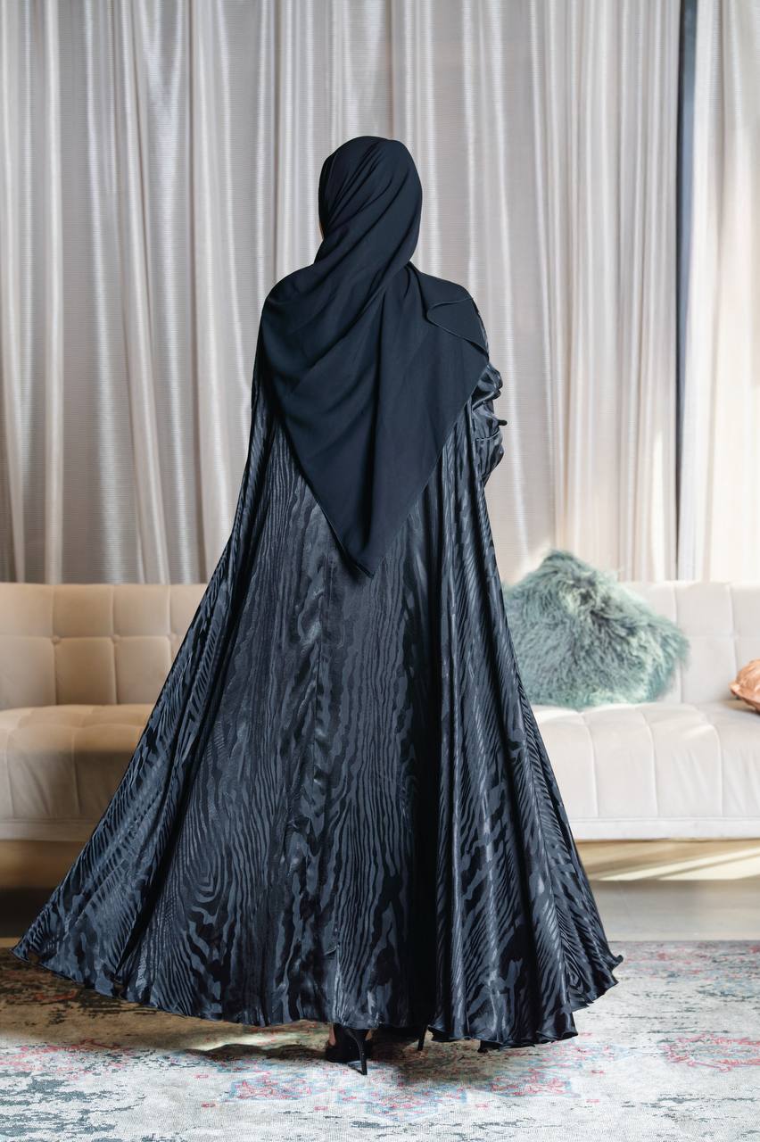 Black silk crepe abaya