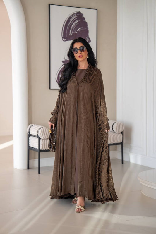 crepe silk abaya in brown
