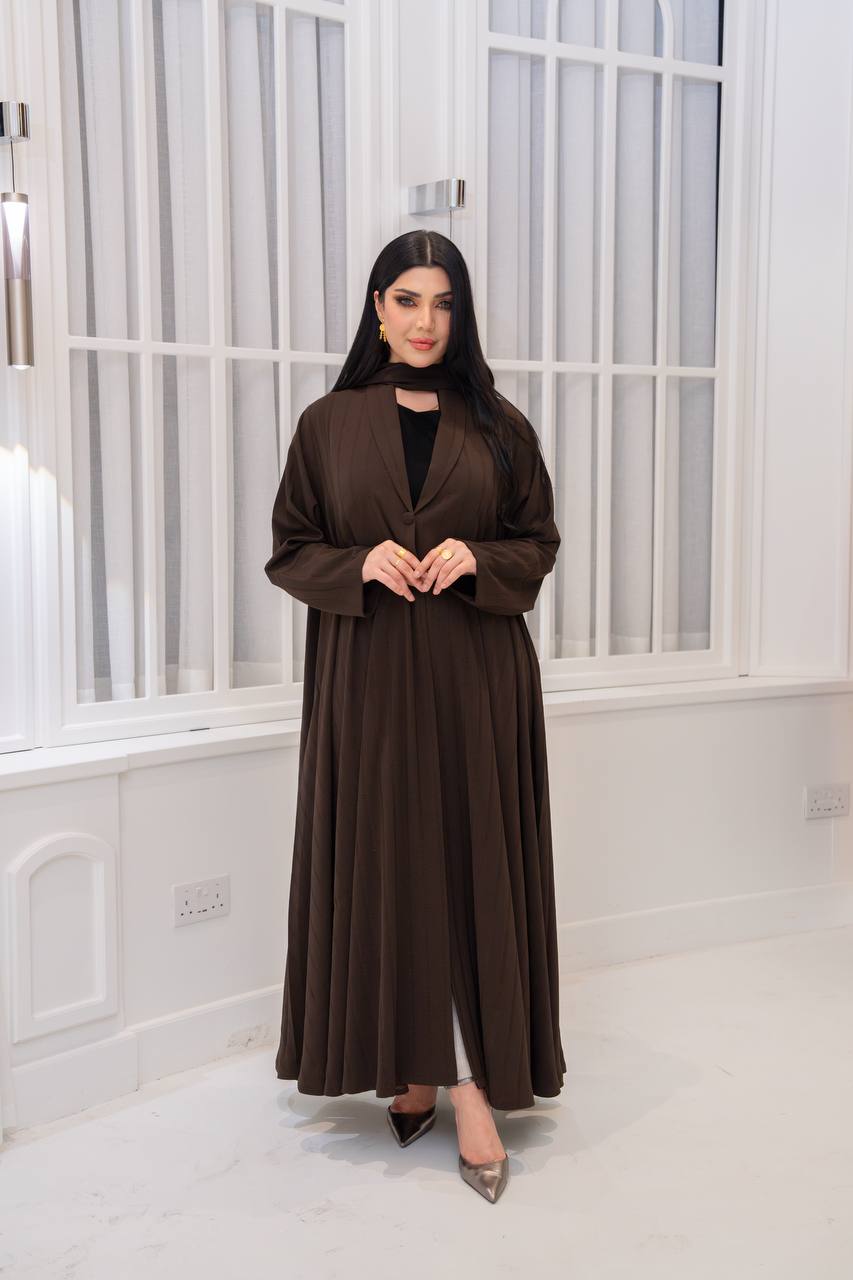 Brown crepe blazer abaya.C;1065