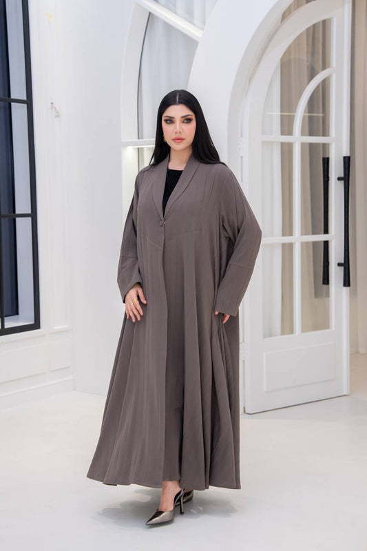Beige crepe blazer abaya.C;1066
