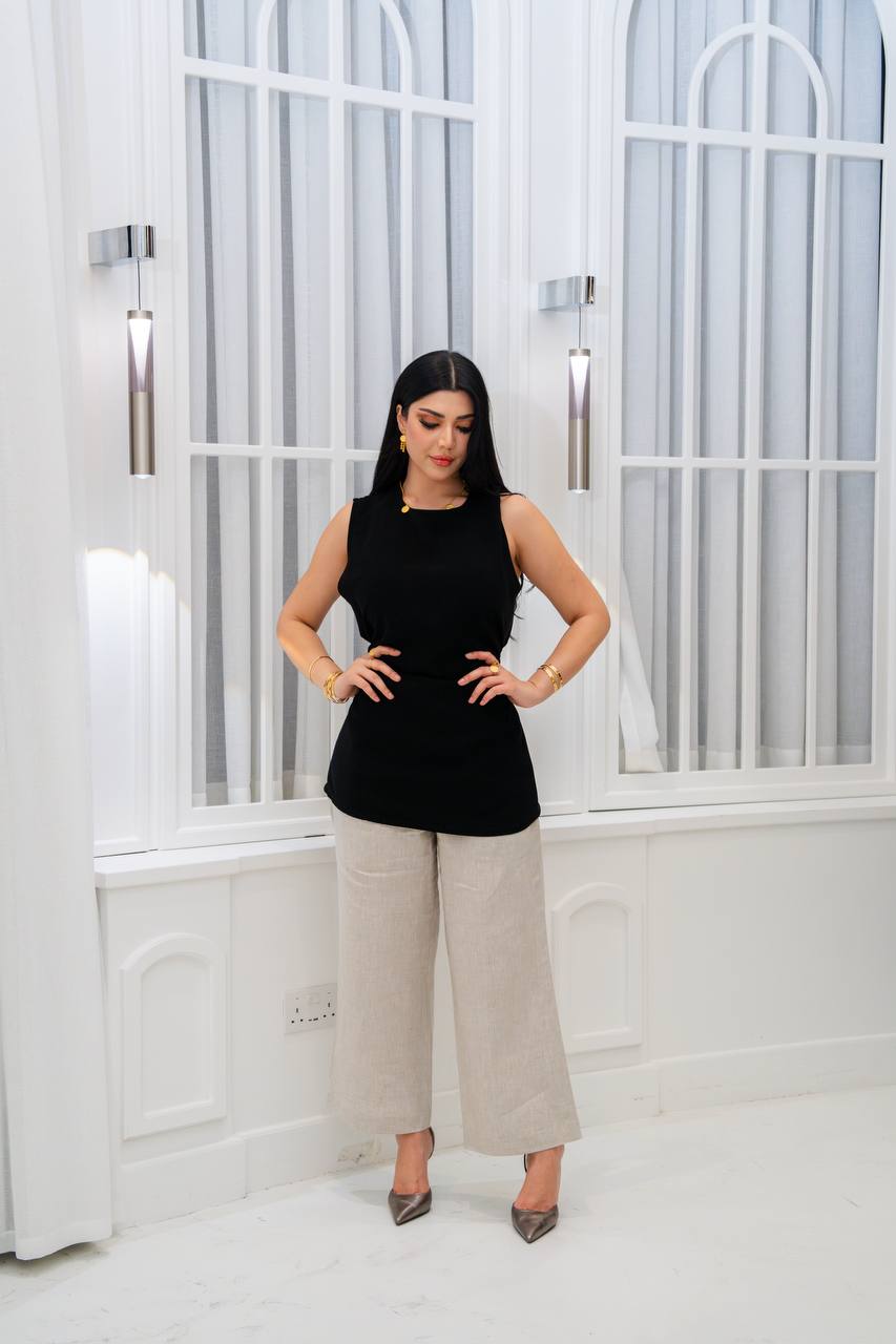 Linen blouse and pants set.C;1069