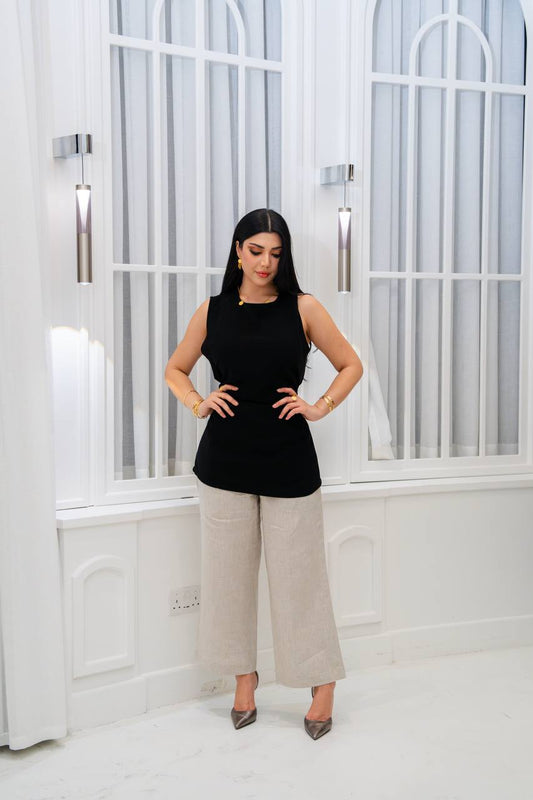 Linen blouse and pants set.C;1069