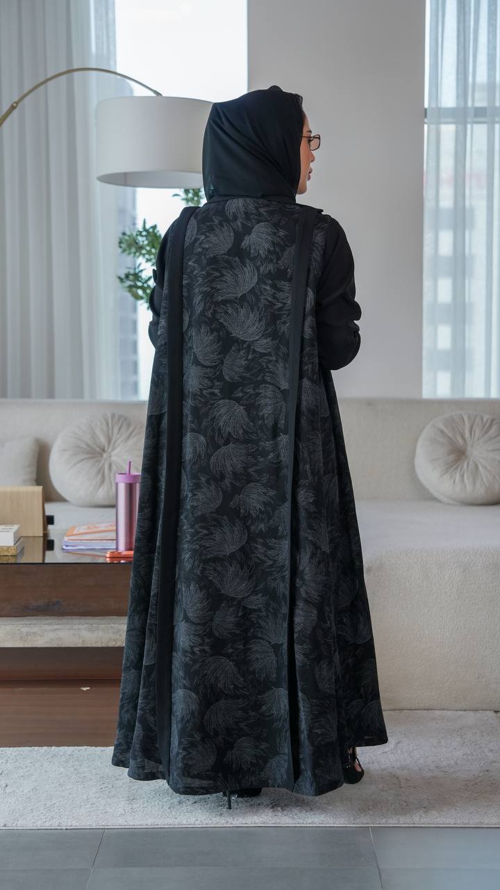 Black crepe blazer abaya.C;1064
