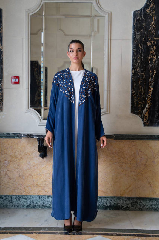 Cobra crepe silk bisht with hand-beading. C:1087