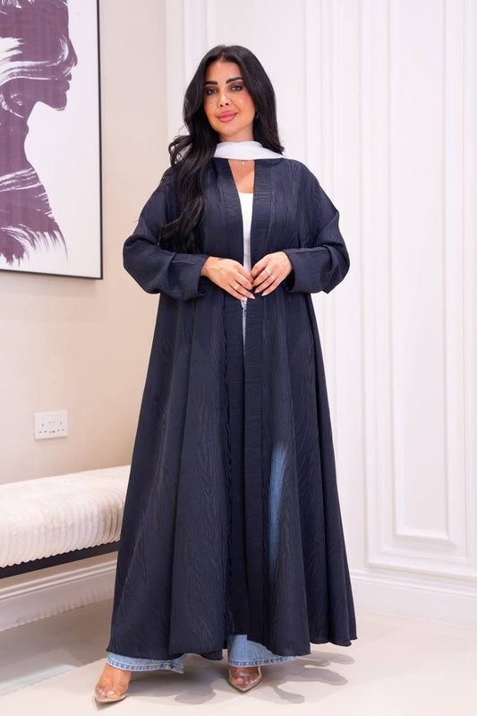 Navy Blue Jacquard Abaya . C:1095