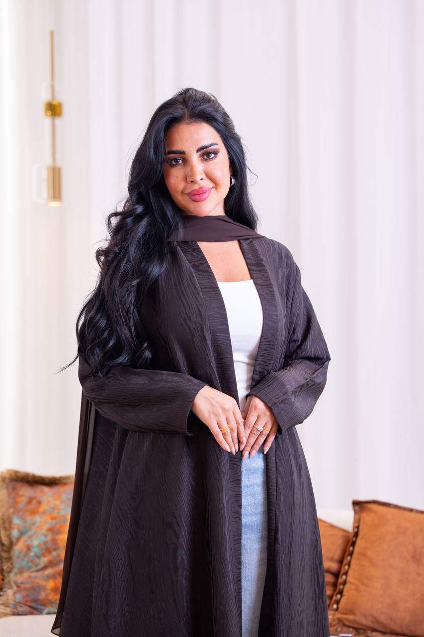 Brown Jacquard Abaya. C:1095