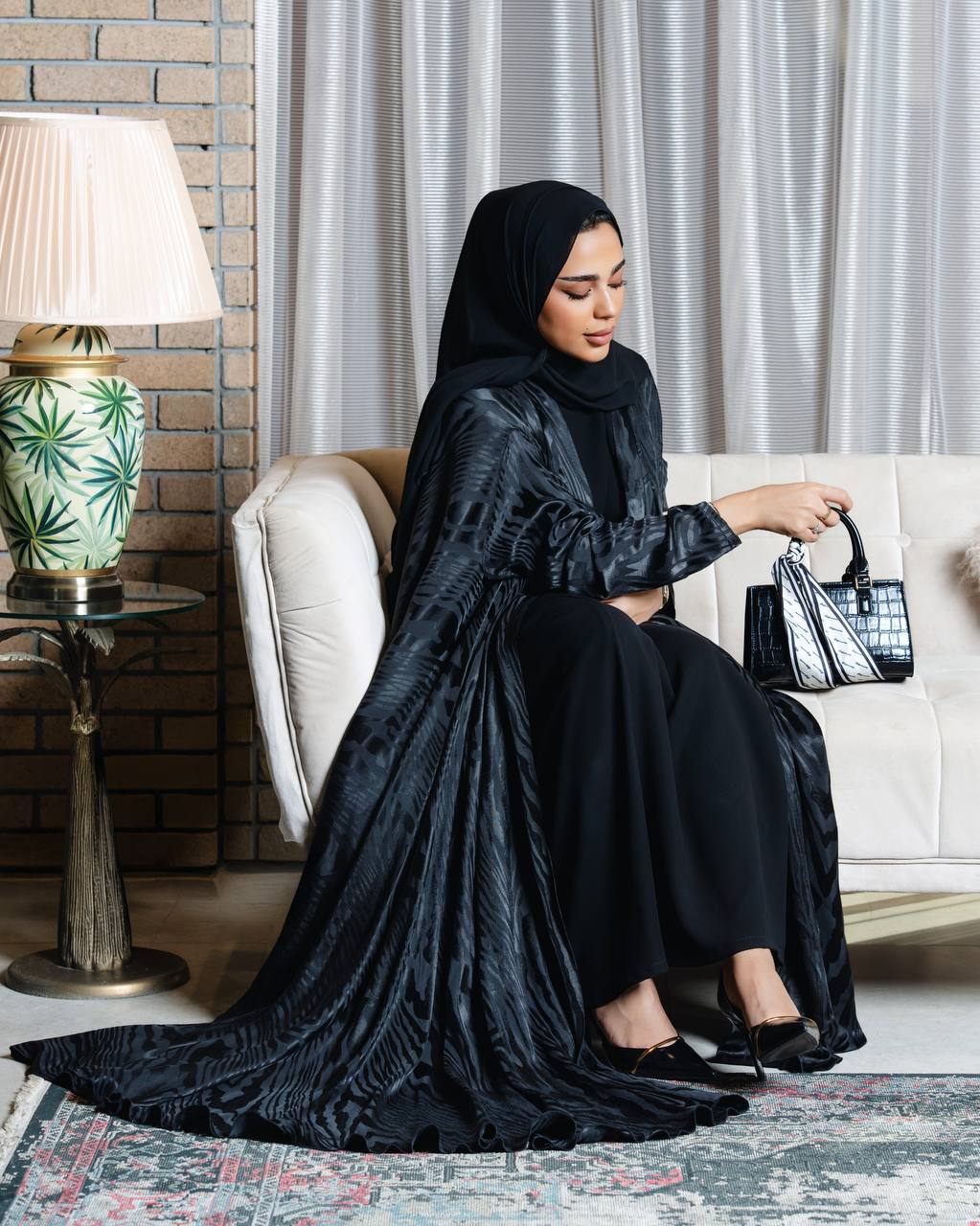 Black silk crepe abaya