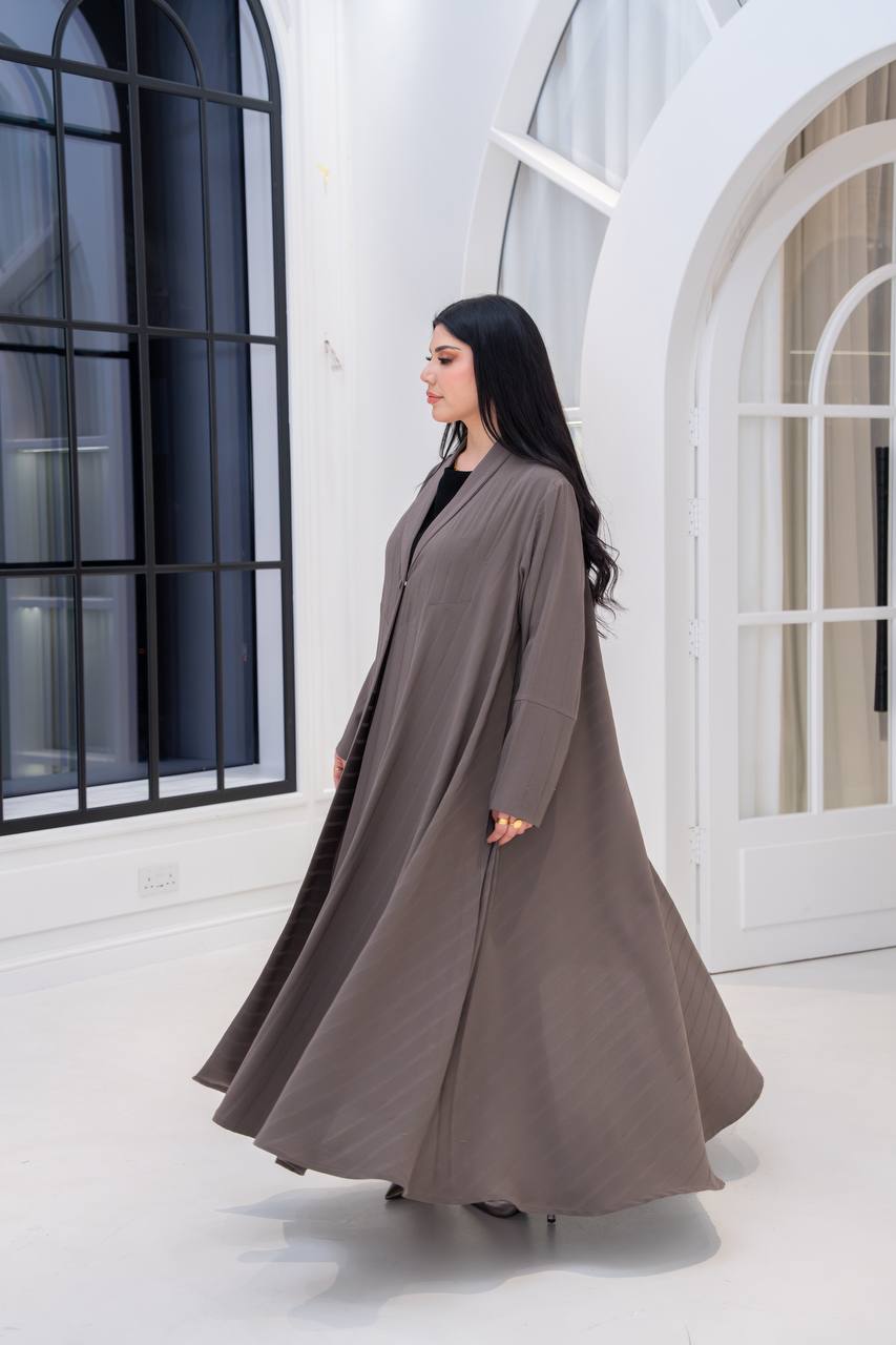 Beige crepe blazer abaya.C;1066
