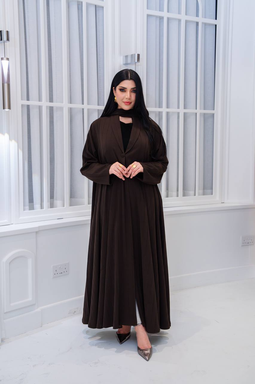عباية بليزر كريب باللون البني 
