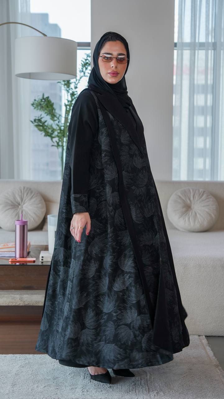 Black crepe blazer abaya.C;1064