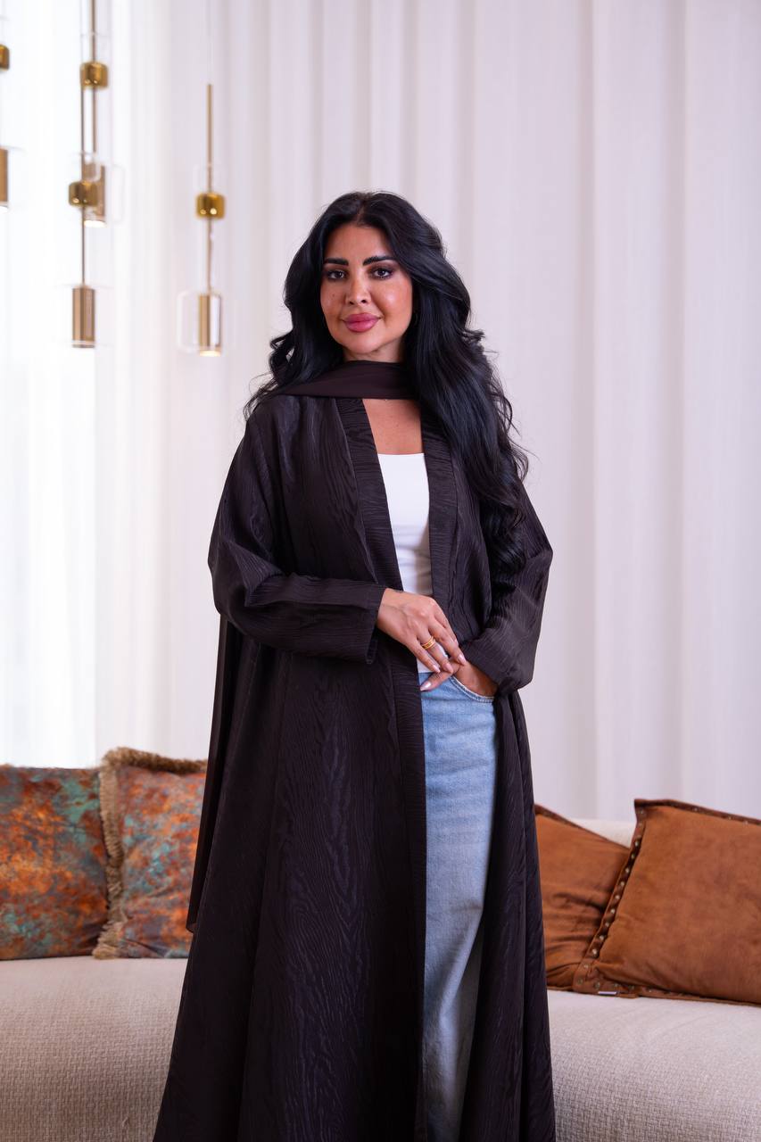 Brown Jacquard Abaya. C:1095