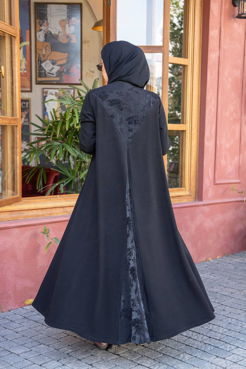 Crepe blazer abaya with jacquard.C;1063
