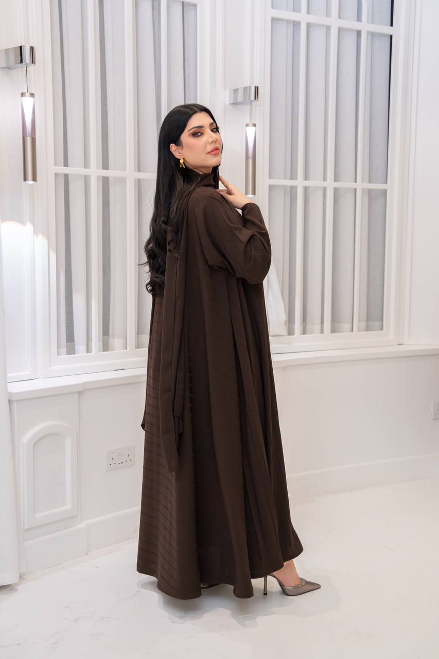 Brown crepe blazer abaya.C;1065