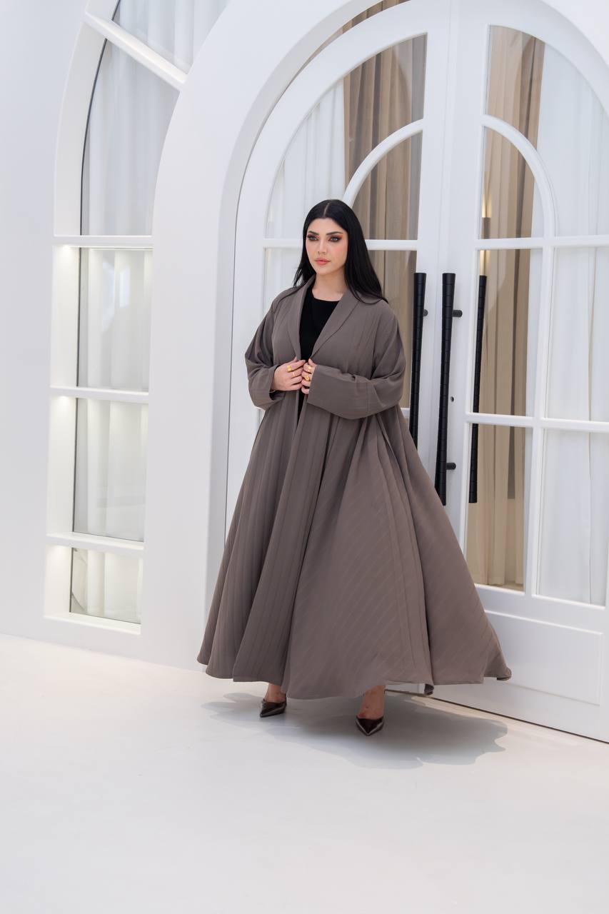 Beige crepe blazer abaya.C;1066