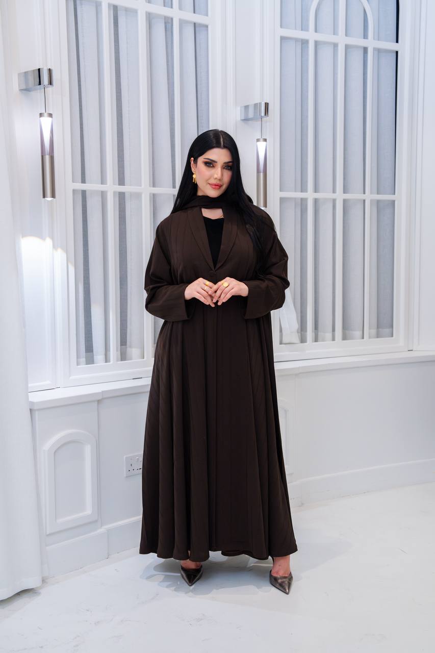 عباية بليزر كريب باللون البني 