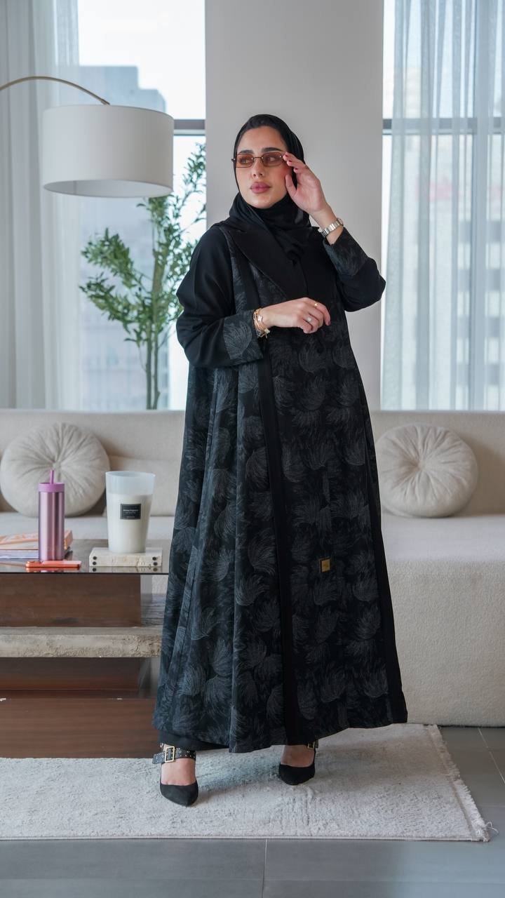 Black crepe blazer abaya.C;1064