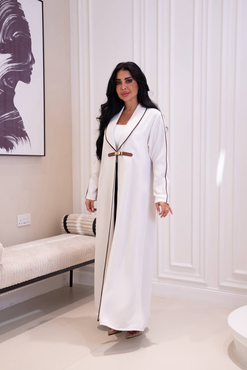 White crepe fabric abaya. C:1093