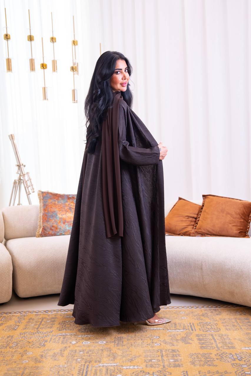 Brown Jacquard Abaya. C:1095