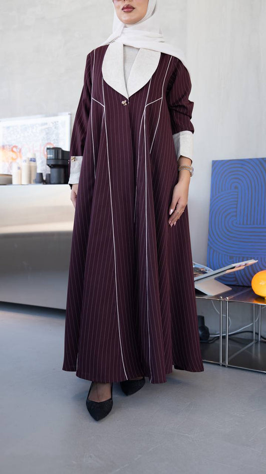 Linen abaya, burgundy color. C:1097