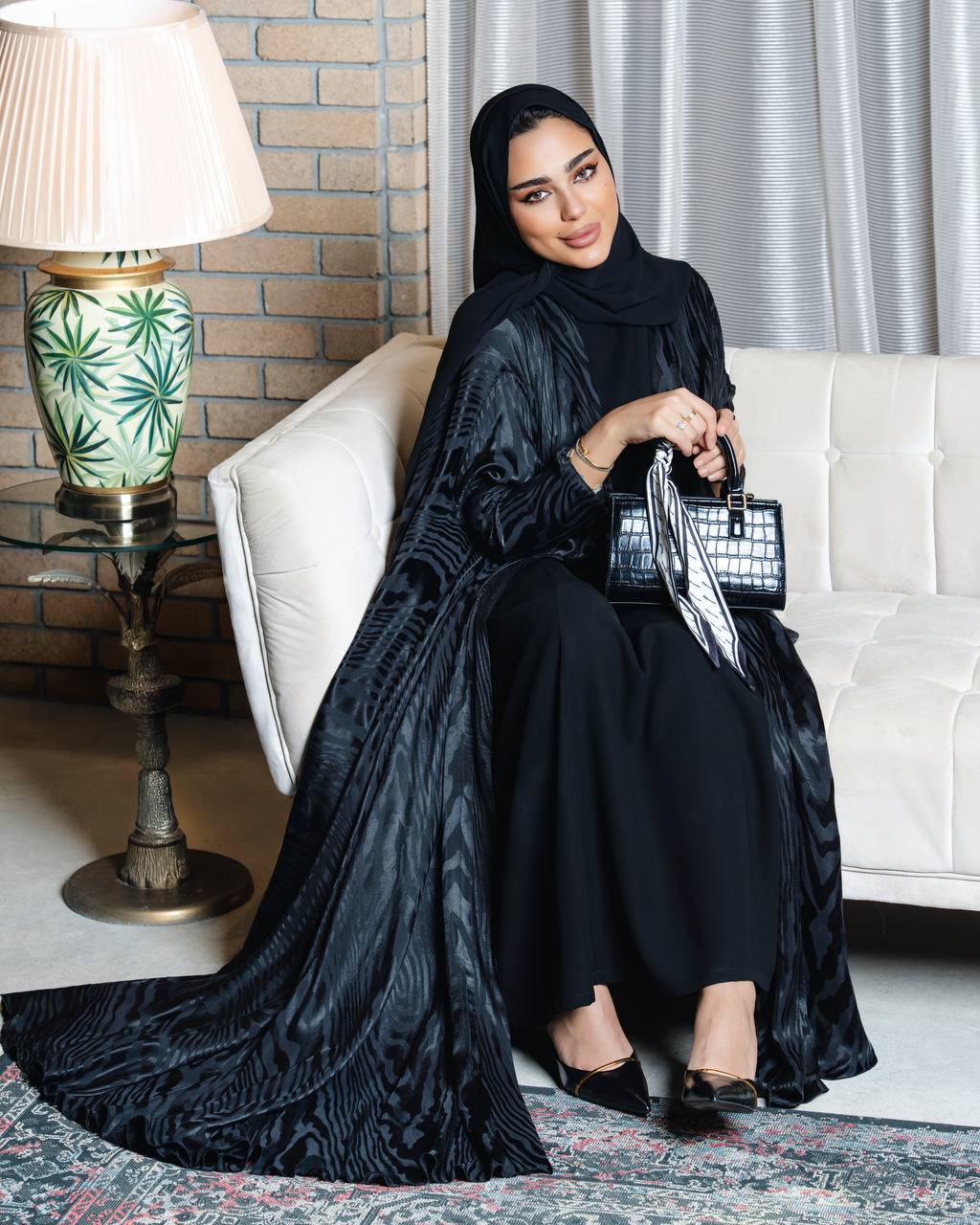 Black silk crepe abaya
