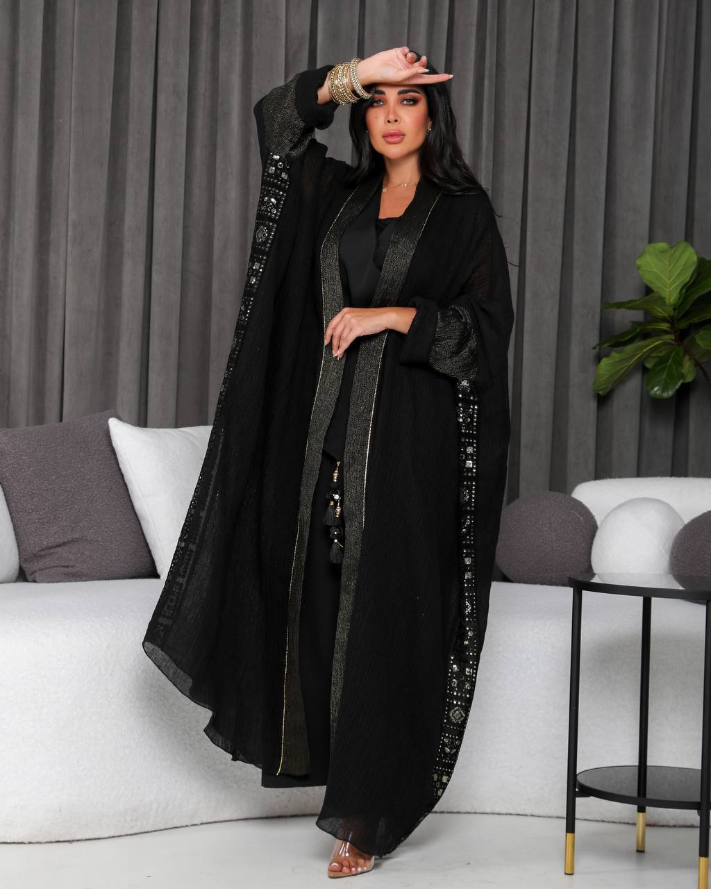 Black bisht with embroidery.C;1053