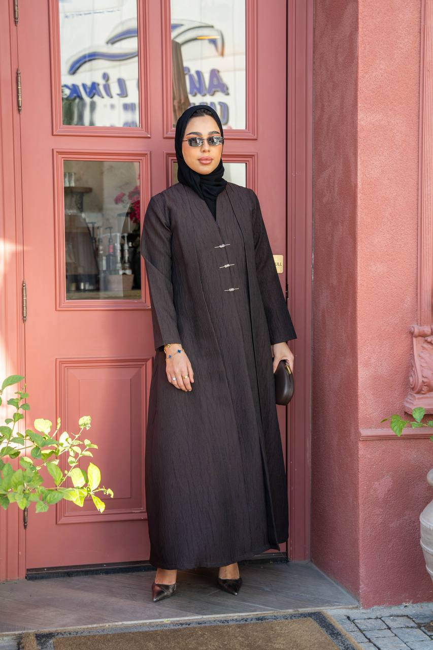 crepe abaya in brown.C;1057