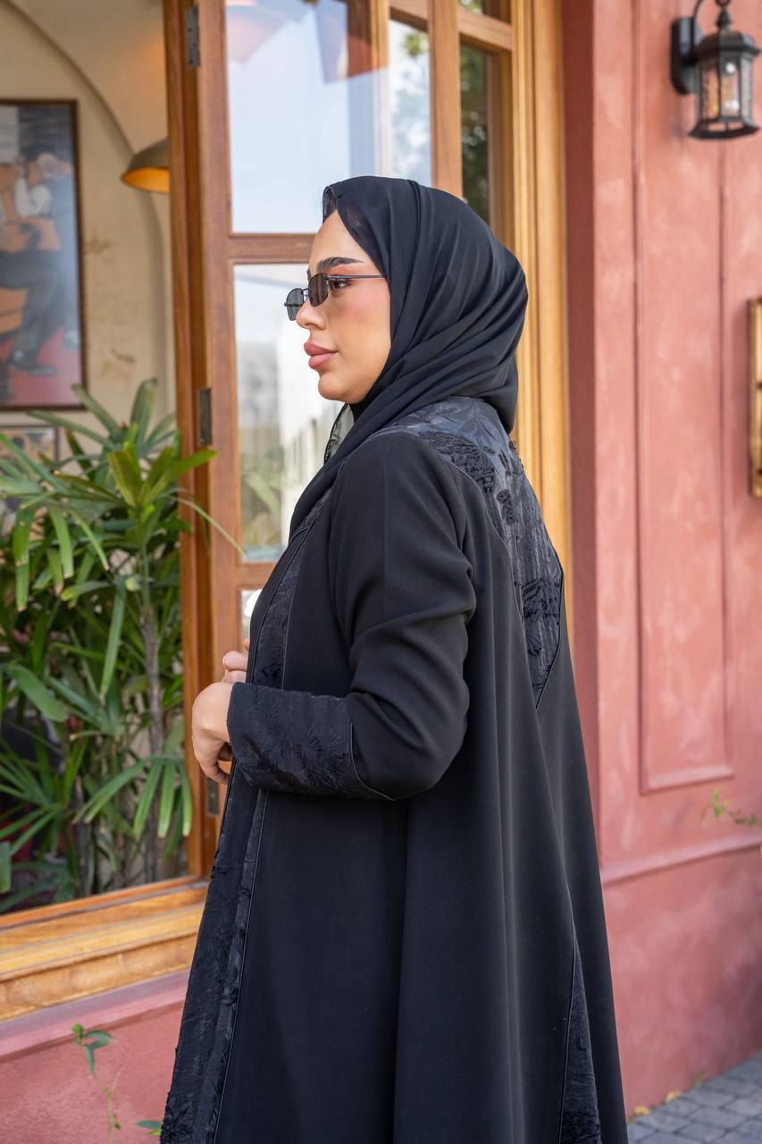 Crepe blazer abaya with jacquard.C;1063