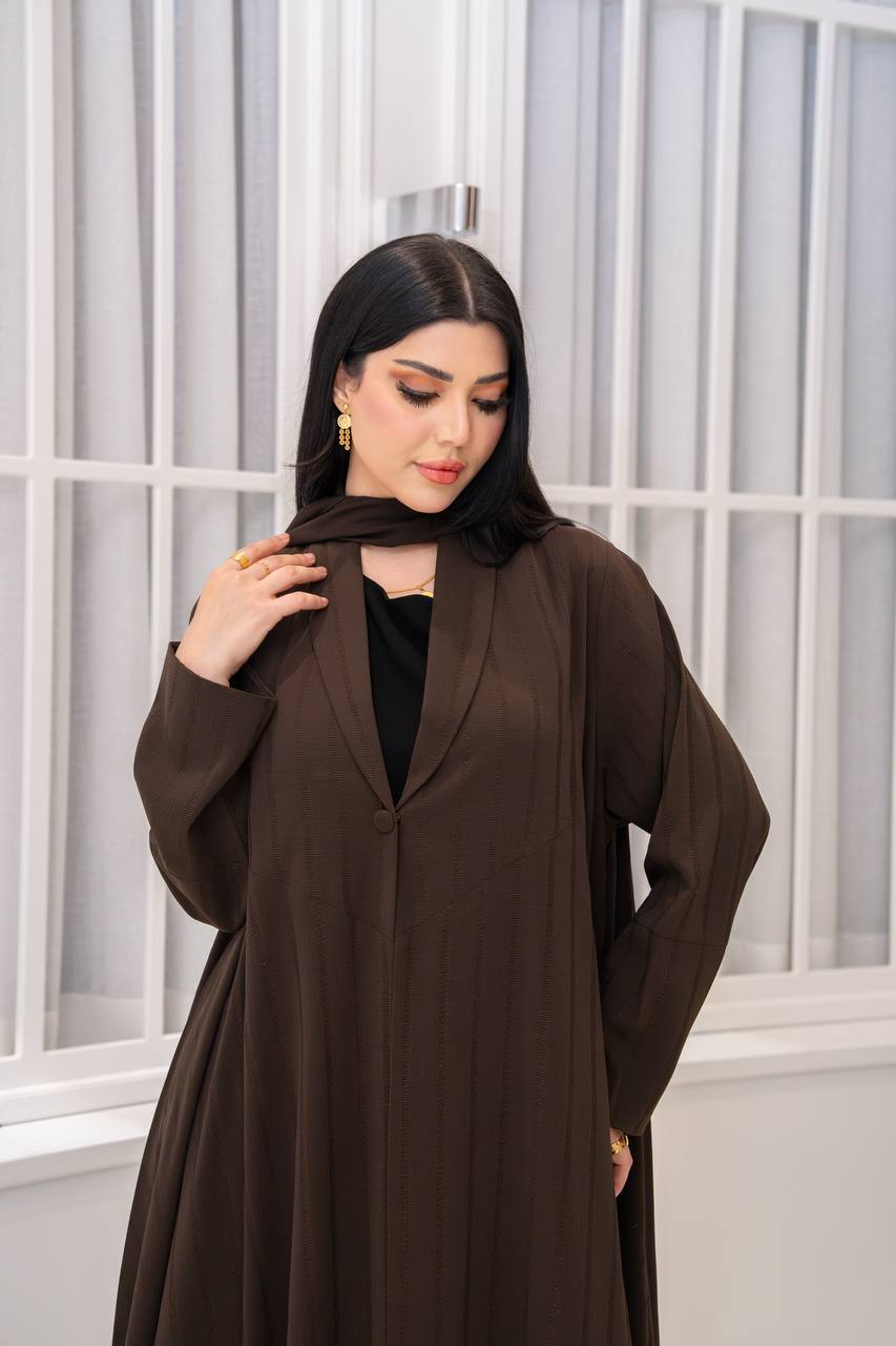 Brown crepe blazer abaya.C;1065