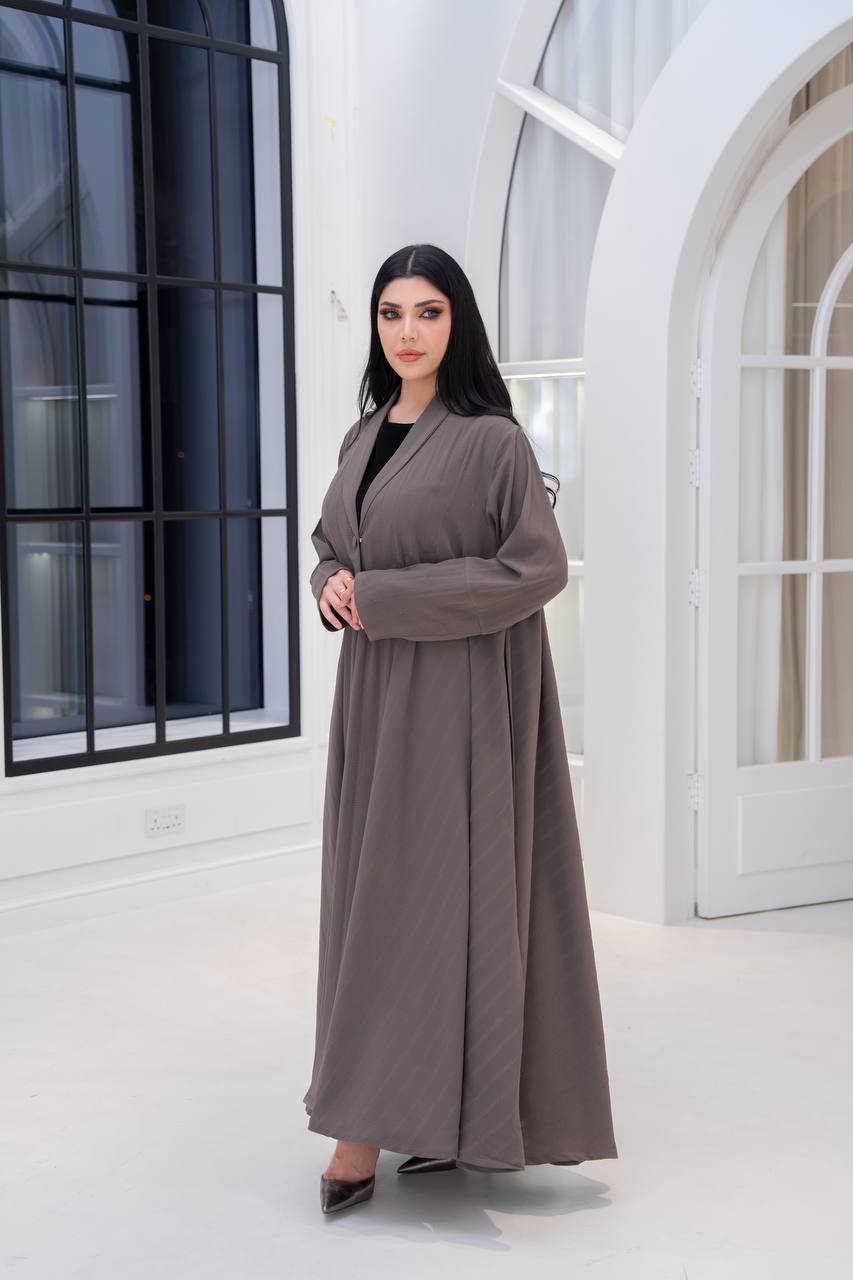 Beige crepe blazer abaya.C;1066