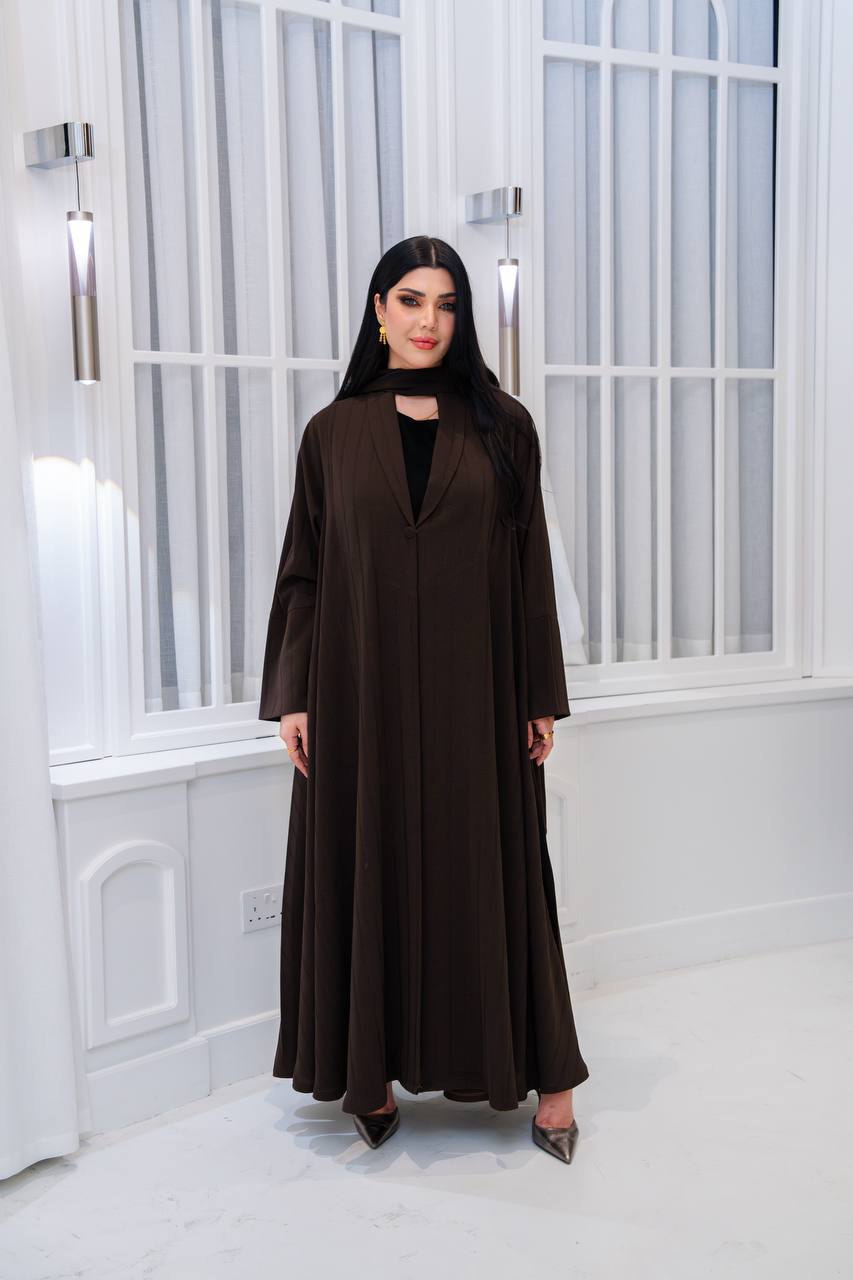 عباية بليزر كريب باللون البني 