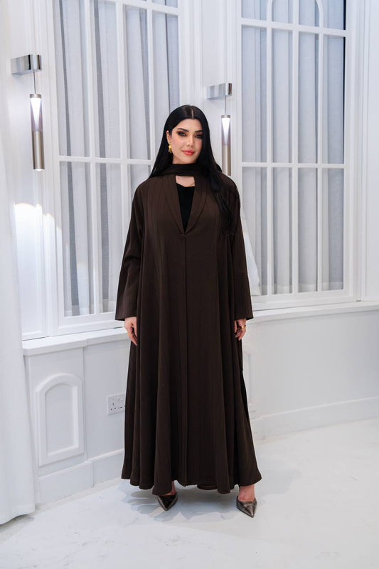 Brown crepe blazer abaya.C;1068